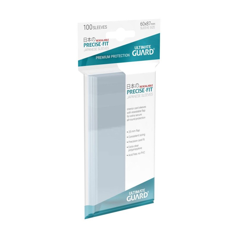 Ultimate Guard 100 pochettes refermables Precise-Fit Sleeves format japonais Transparent