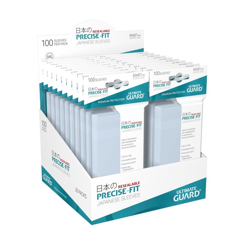 Ultimate Guard 100 pochettes refermables Precise-Fit Sleeves format japonais Transparent