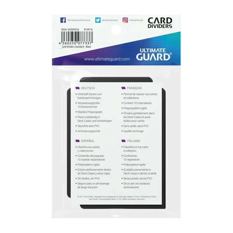 Ultimate Guard 10 intercalaires pour cartes Card Dividers taille standard Noir | 4260250077337