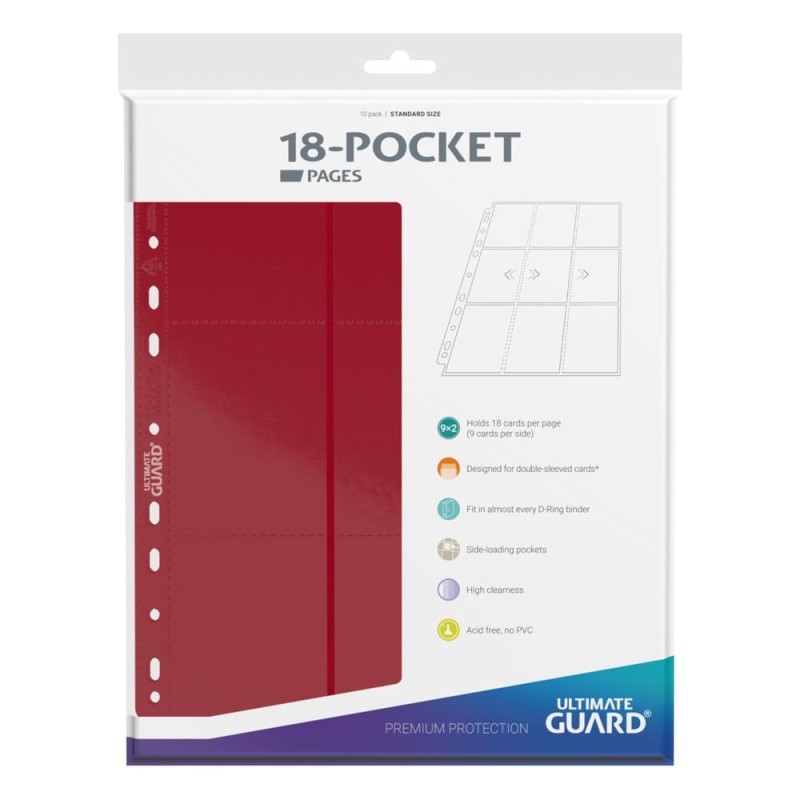 Ultimate Guard 18-Pocket Pages Side-Loading Rouge (10)