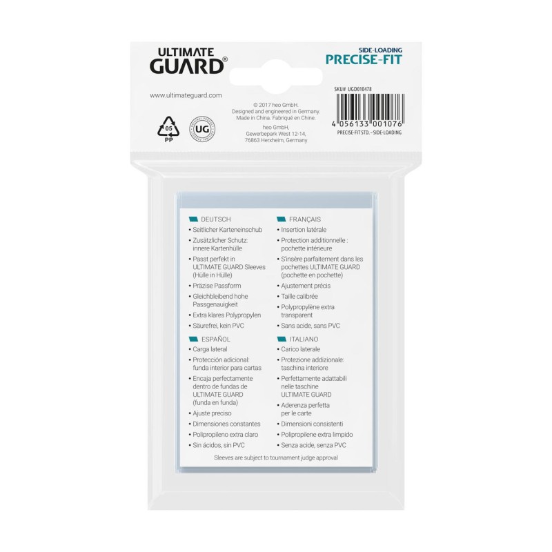 Ultimate Guard 100 pochettes Side-Loading Precise-Fit Sleeves taille standard Transparent