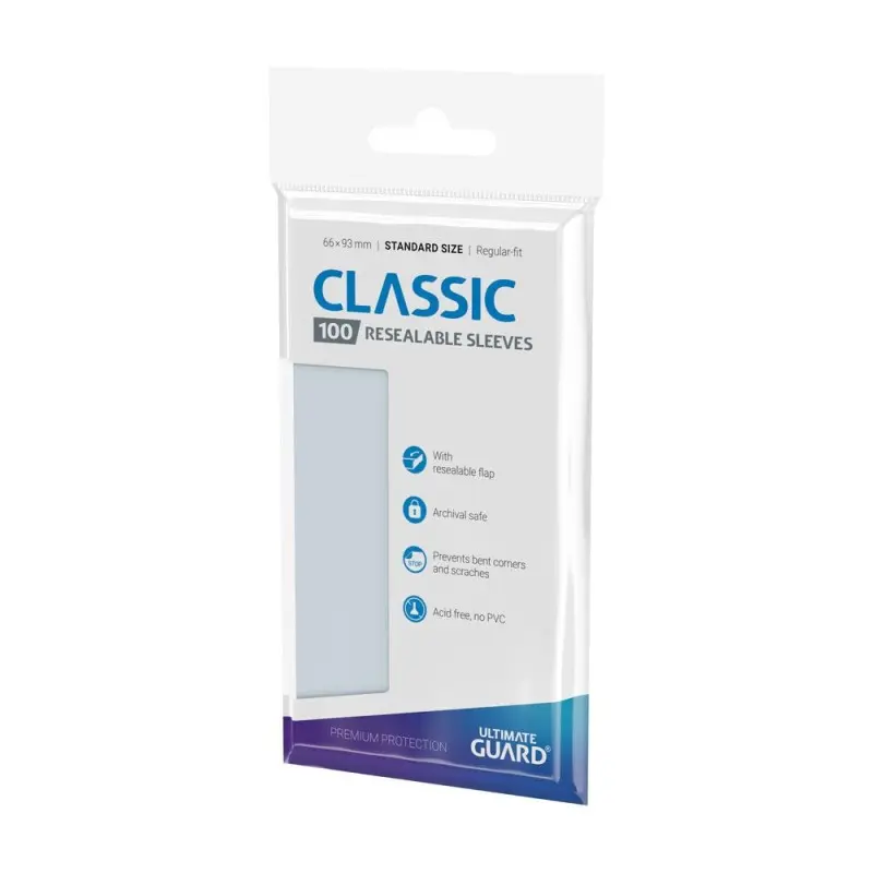 Ultimate Guard 100 pochettes refermables Classic Sleeves taille standard Transparent | 4056133013222