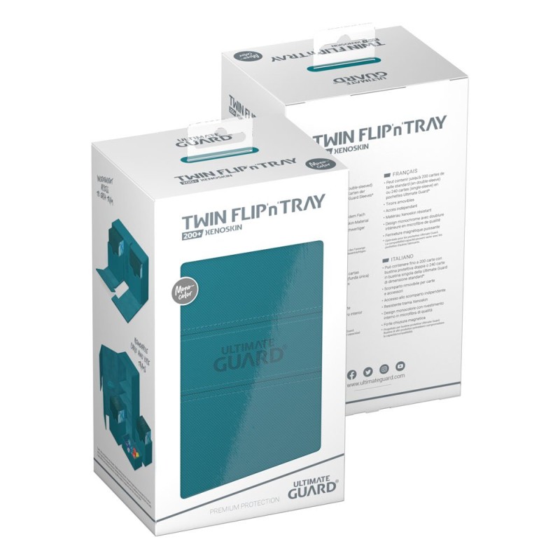 Ultimate Guard Twin Flip`n`Tray 200+ XenoSkin Monocolor Bleu Pétrole