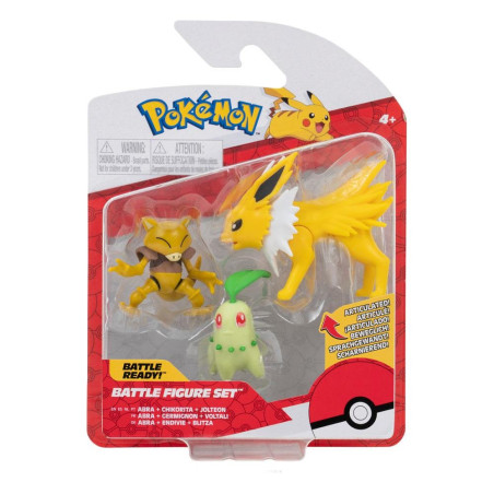 License : Pokémon Produit : Pack 3 figurines Battle Germignon, Abra, Voltali 5 cm Marque : Jazwares