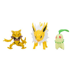 License : Pokémon Produit : Pack 3 figurines Battle Germignon, Abra, Voltali 5 cm Marque : Jazwares