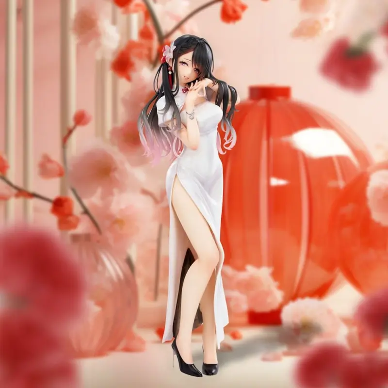 Original Illustration statuette PVC Mai Okuma illustration Healing-type white chinese dress lady 26 cm | 4589642714835