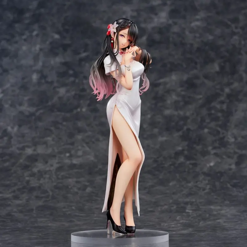 Original Illustration statuette PVC Mai Okuma illustration Healing-type white chinese dress lady 26 cm | 4589642714835