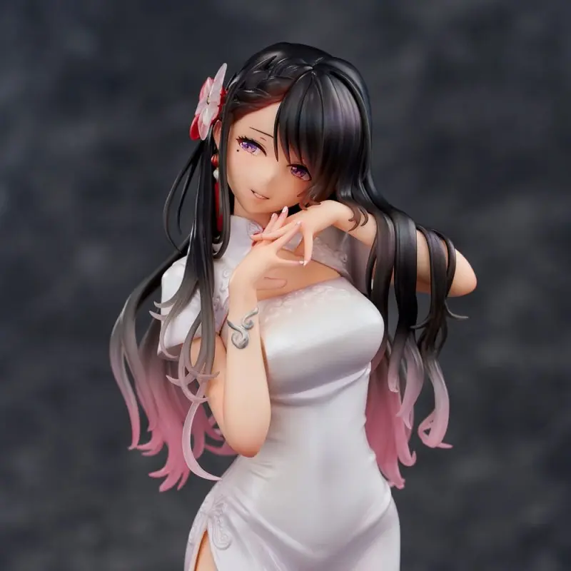 Original Illustration statuette PVC Mai Okuma illustration Healing-type white chinese dress lady 26 cm | 4589642714835