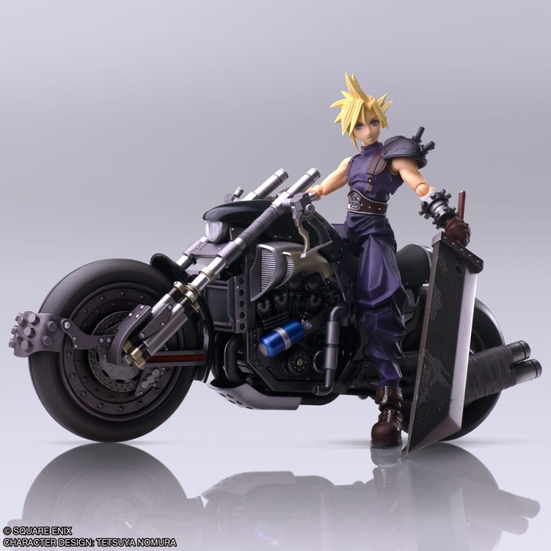 Final Fantasy VII Bring Arts figurine avec véhicule Cloud Strife & Hardy-Daytona 15 cm 