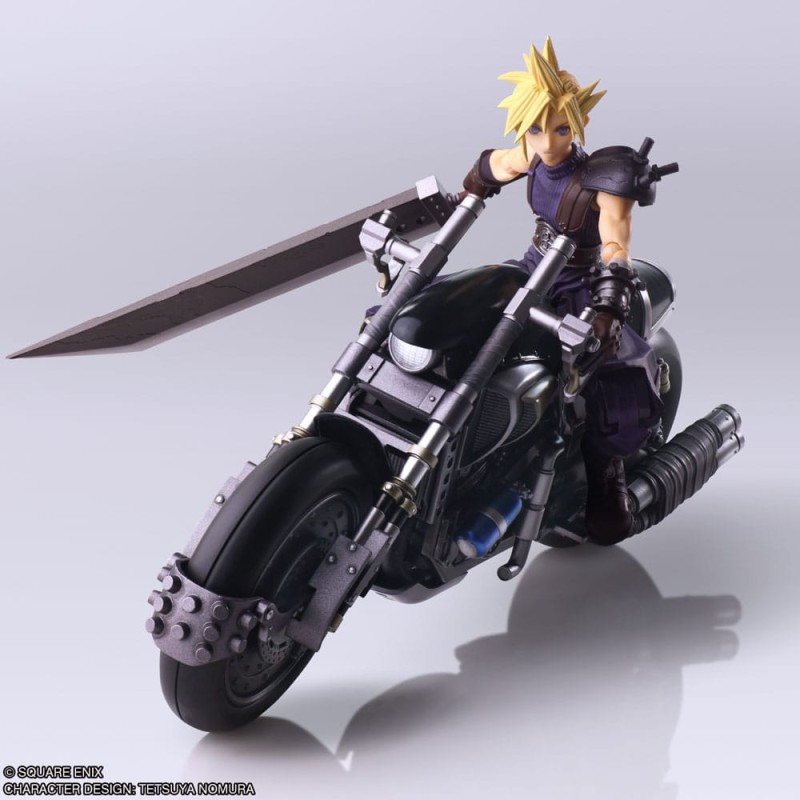 Final Fantasy VII Bring Arts figurine avec véhicule Cloud Strife & Hardy-Daytona 15 cm 