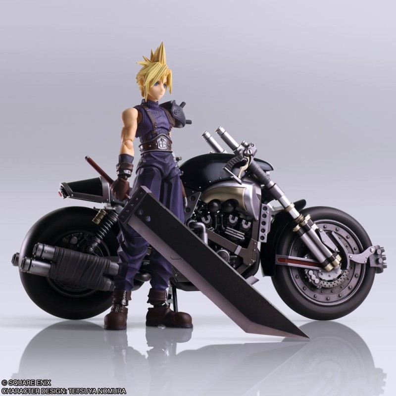 Final Fantasy VII Bring Arts figurine avec véhicule Cloud Strife & Hardy-Daytona 15 cm 