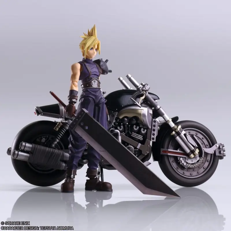 Final Fantasy VII Bring Arts figurine avec véhicule Cloud Strife & Hardy-Daytona 15 cm  | 4988601371414