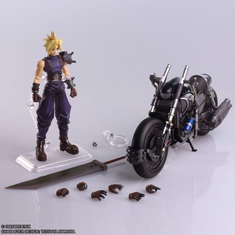 Final Fantasy VII Bring Arts figurine avec véhicule Cloud Strife & Hardy-Daytona 15 cm 