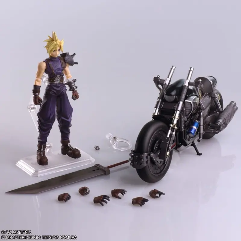 Final Fantasy VII Bring Arts figurine avec véhicule Cloud Strife & Hardy-Daytona 15 cm  | 4988601371414