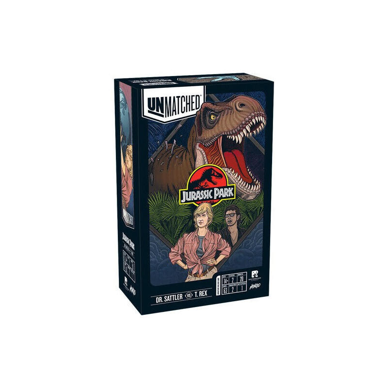 jeu : Unmatched : Jurassic Park Sattler vs T Rex ENG éditeur : Restoration Games version anglaise