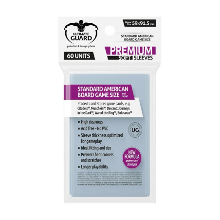 produit : Ultimate Guard 60 pochettes Premium Soft Sleeves jeux de plateau américains format standard Marque : Ultimate Guard produit : Ultimate Guard 60 pochettes Premium Soft Sleeves jeux de plateau américains format standard Marque : Ultimate Guard