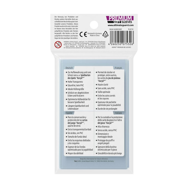 produit : Ultimate Guard 70 pochettes Premium Soft Sleeves jeux de plateau Koryó™
Marque : Ultimate Guard