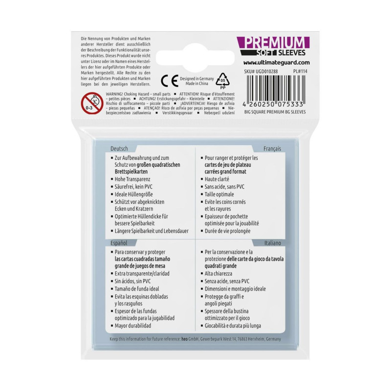 Product: Ultimate Guard 50 Pouches Premium Soft Sleeves Large Square Format Board Sets
Brand: Ultimate Guard