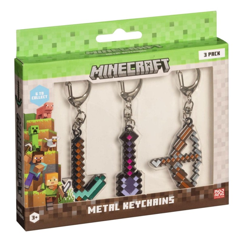 Minecraft assortiment Pack 3 porte-clés (12)