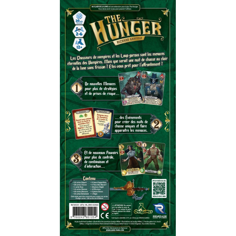 jeu : The Hunger - Ext. Au Clair de la Lune
éditeur : Renegade
version française