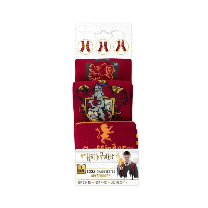 Harry Potter pack 3 paires de chaussettes Gryffindor | 4895205602700