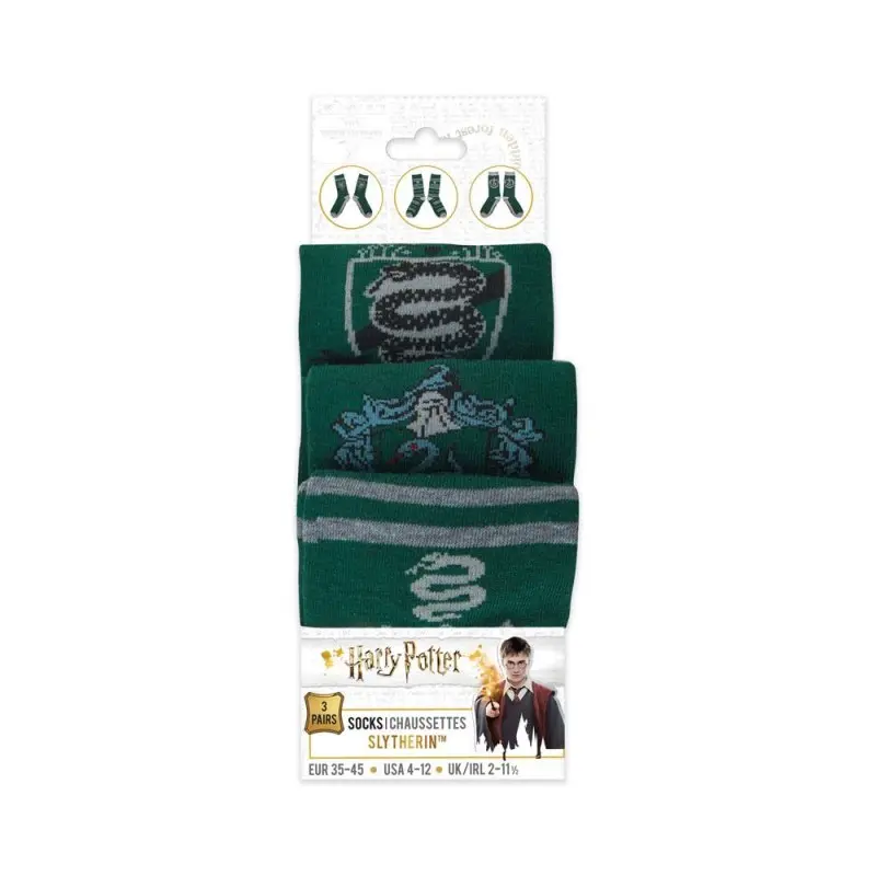 Harry Potter pack 3 paires de chaussettes Slytherin  | 4895205602717