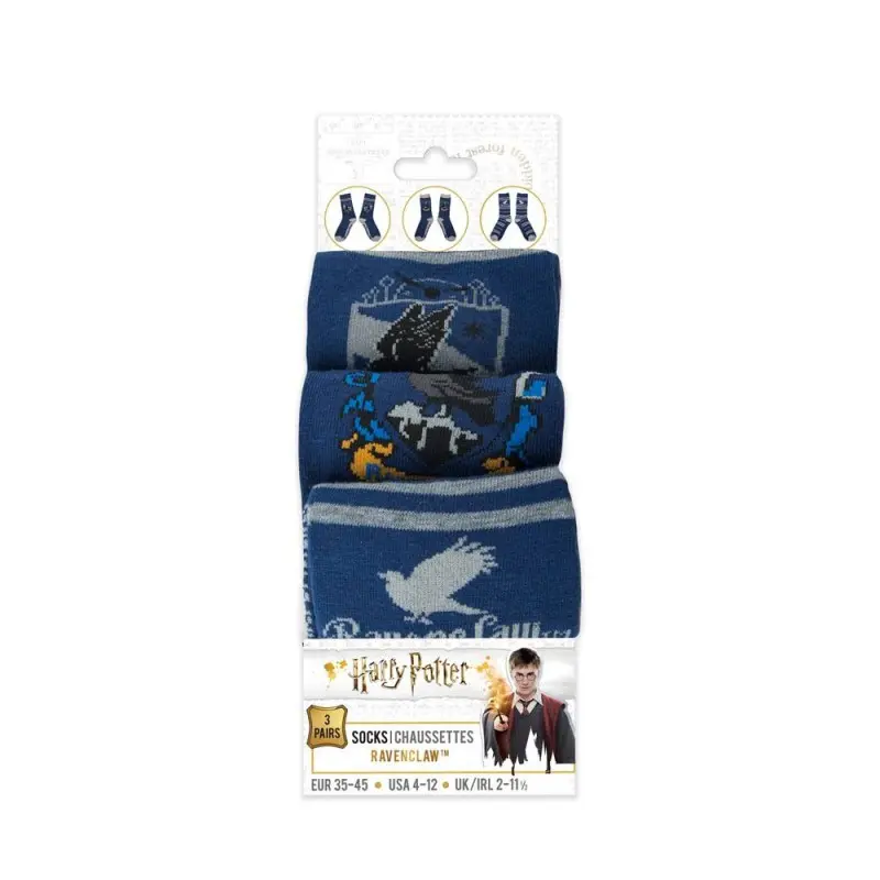 Harry Potter pack 3 paires de chaussettes Ravenclaw   | 4895205602724