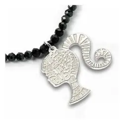 Barbie pendentif et collier argent Silhouette on Black Onyx Bead (argent sterling) | 5055583455940