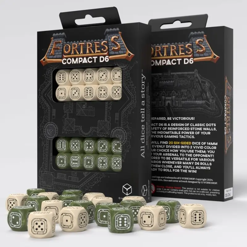 Fortress Compact D6 pack dés Beige&Olive (20) | 5907699497379