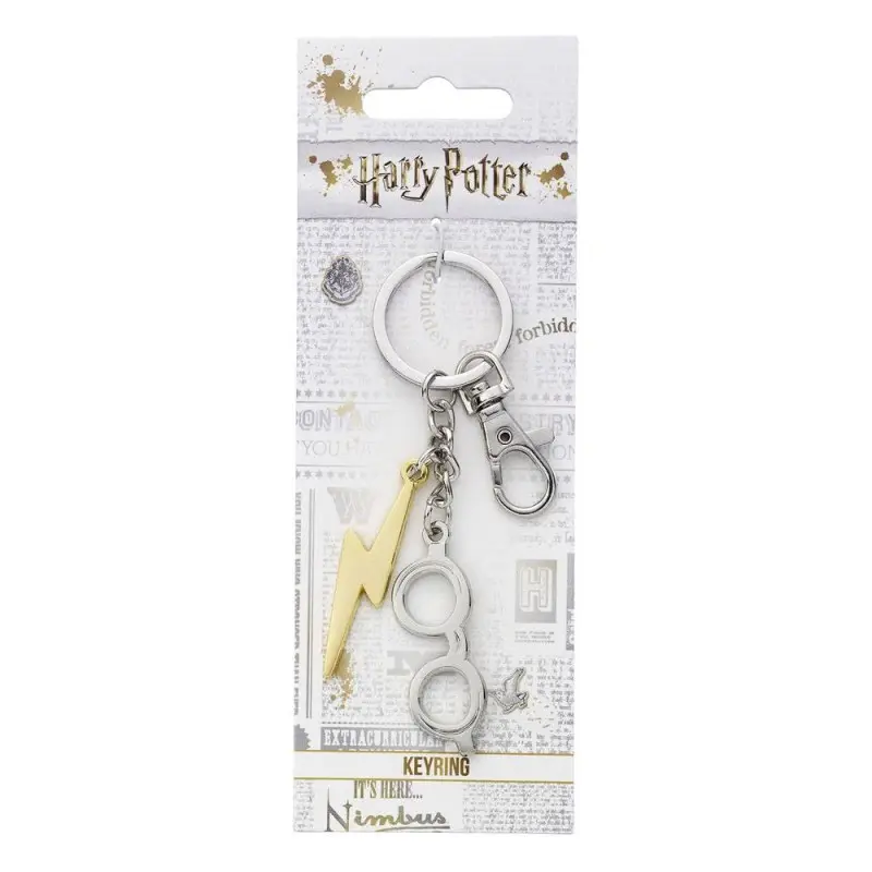 Harry Potter porte-clés Éclair & lunettes (plaqué argent) | 5055583428357