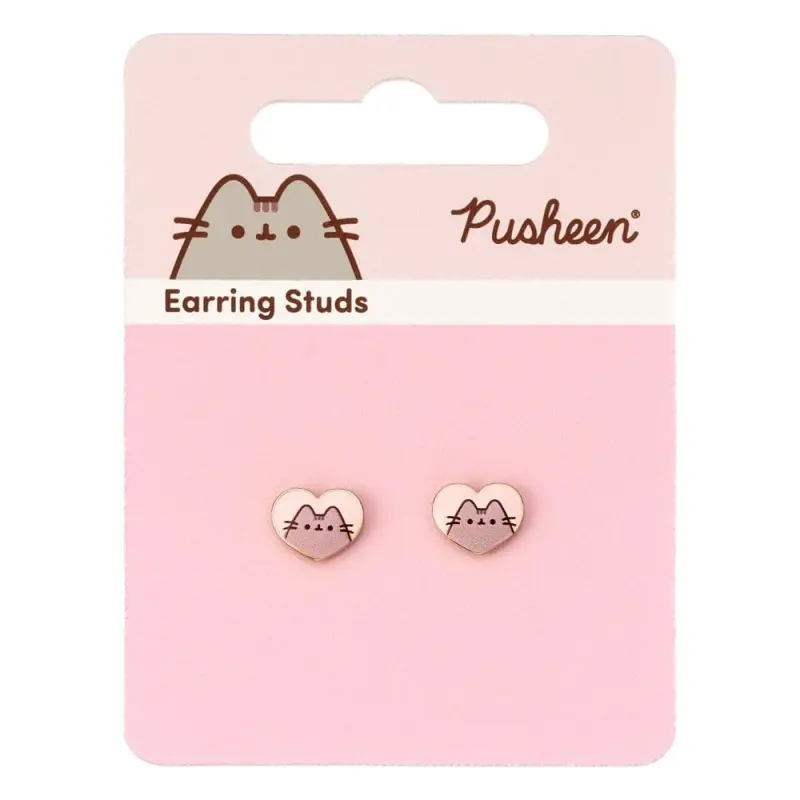 Pusheen boucles d´oreilles Stud Pink and Gold Heart | 5055583453335
