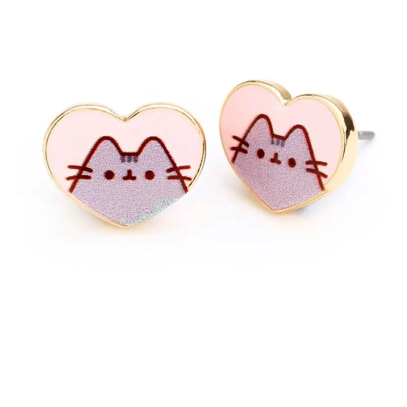 Pusheen boucles d´oreilles Stud Pink and Gold Heart | 5055583453335