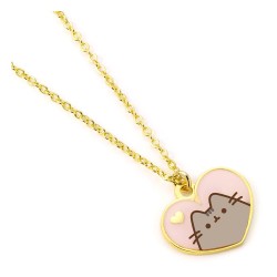 Pusheen pendentif et collier argent Pink and Gold Heart