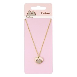 Pusheen pendentif et collier argent Pink and Gold Heart