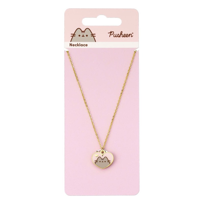 Pusheen pendentif et collier argent Pink and Gold Heart