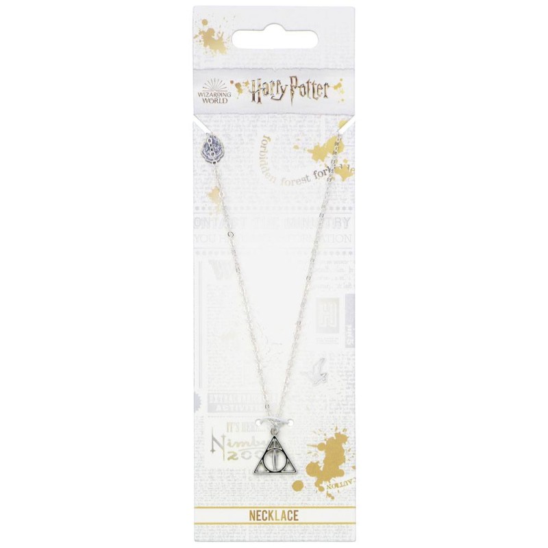 Harry Potter pendentif et collier plaqués argent Deathly Hallows 