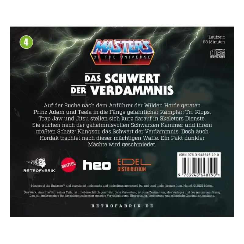 Masters of the Universe Radio Play CD Episode 4: Das Schwert der Verdammnis *ALLEMAND* | 9783948648190