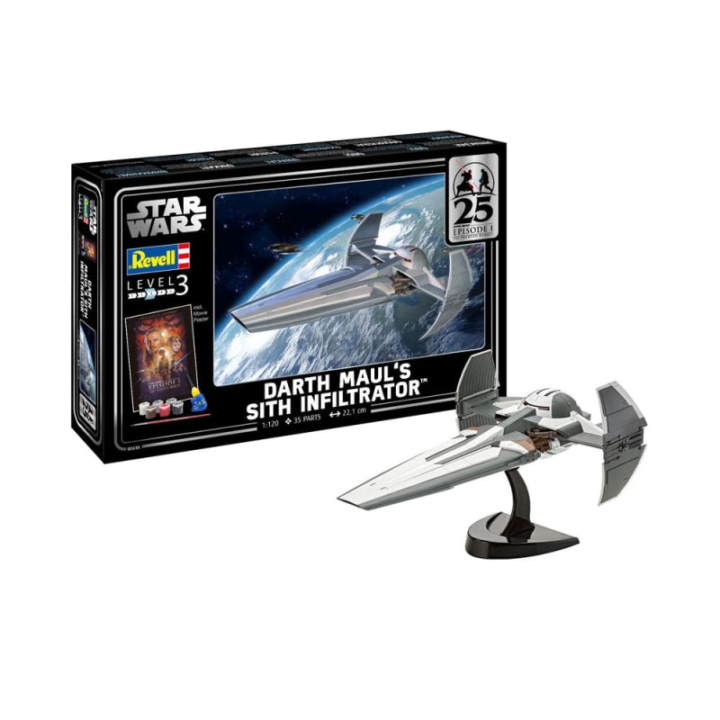 Star Wars Episode I kit complet maquette 1/120 Darth Maul's Sith Infiltrator 22 cm