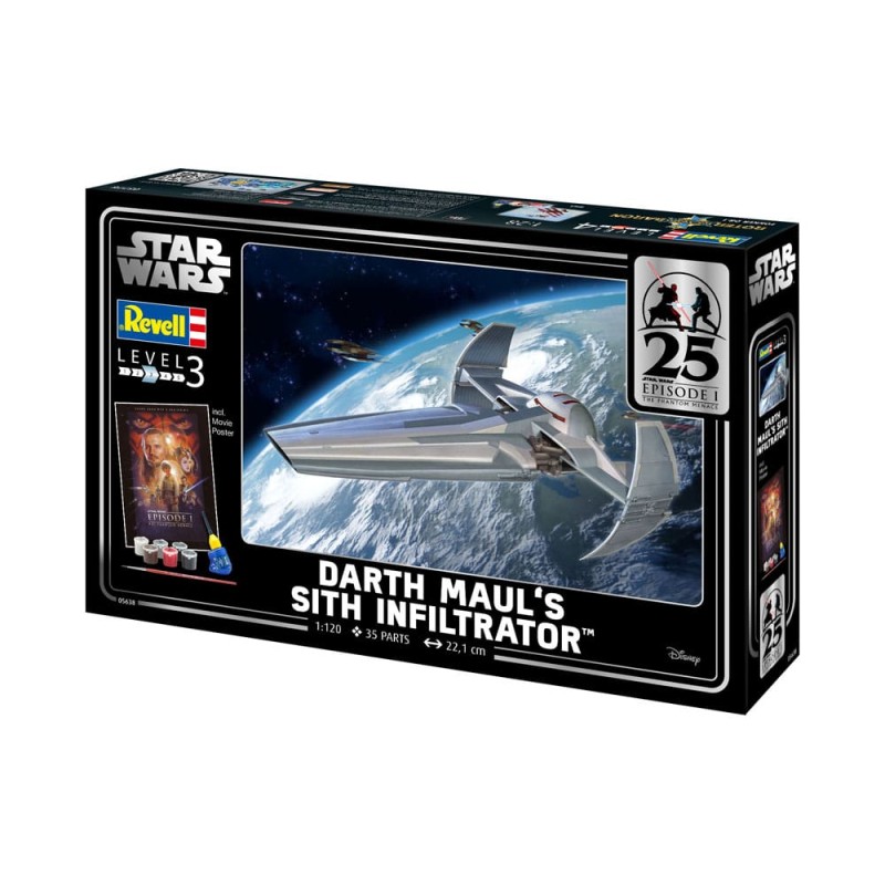 Star Wars Episode I kit complet maquette 1/120 Darth Maul's Sith Infiltrator 22 cm