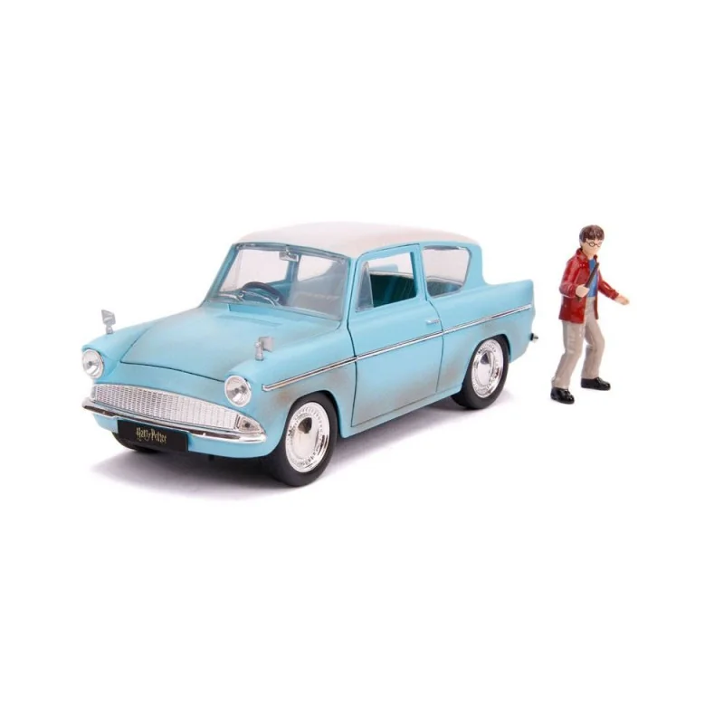 Harry Potter 1 24 Metal Vehicles Hollywood Rides 1959 Ford Anglia Metal with Action Figure MagicFranco